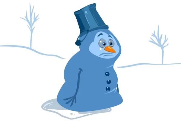 Талая карикатура Снеговика — стоковое фото