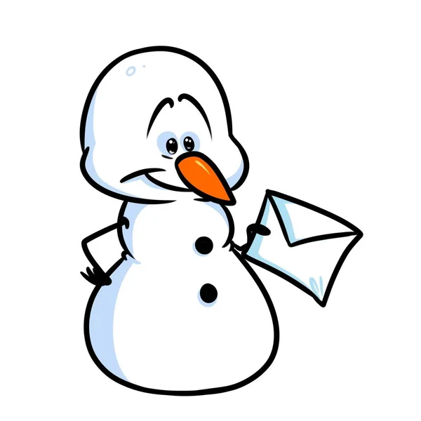 Χριστούγεννα χιονάνθρωπος επιστολή κινουμένων σχεδίων — Φωτογραφία Αρχείου