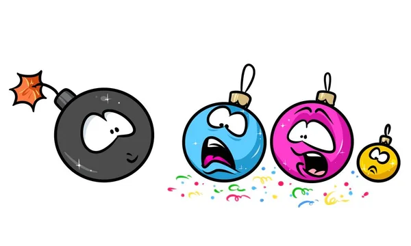 Bomb balls Christmas holiday cartoon — Stock Photo, Image