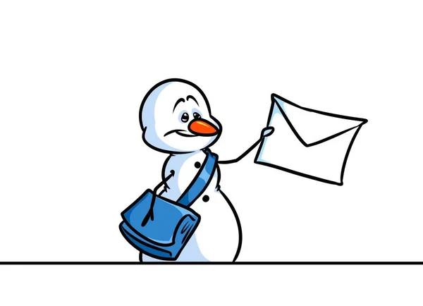 Natal boneco de neve personagem carteiro carta desenhos animados — Fotografia de Stock