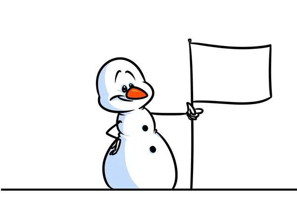 Natal boneco de neve personagem bandeira desenhos animados — Fotografia de Stock