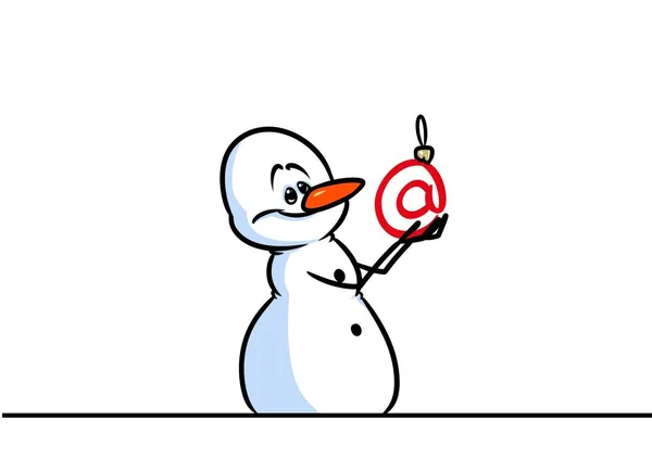 Χριστούγεννα χιονάνθρωπος χαρακτήρα κινουμένων σχεδίων διεύθυνση ηλεκτρονικού ταχυδρομείου Internet — Φωτογραφία Αρχείου