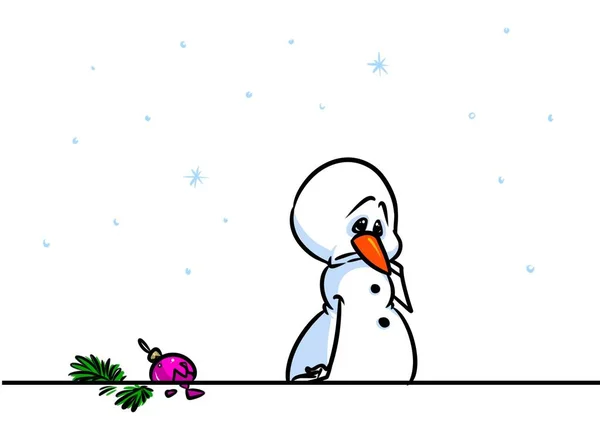 ख्रिसमस स्नोमॅन वर्ण दु: ख कार्टून — स्टॉक फोटो, इमेज