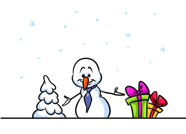 Різдвяний сніговик персонаж свято пропонують мультфільм — стокове фото