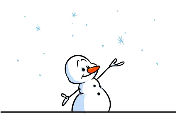 ख्रिसमस स्नोमॅन वर्ण स्नोफ्लेक कार्टून — स्टॉक फोटो, इमेज