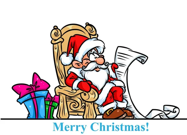 Christmas Santa Claus throne gifts list cartoon
