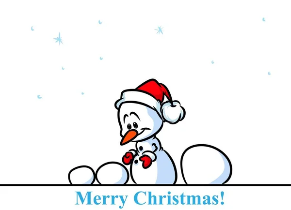 Weihnachten Schneemann Charakter Schneebälle Cartoon — Stockfoto