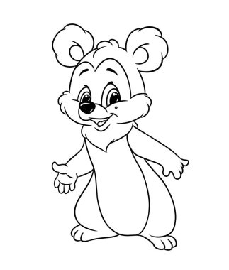 ayı neşeli hayvan boyama sayfaları çizgi film 