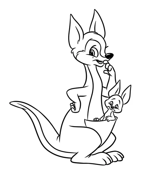 Kangaroo animal coloring pages cartoon — Stock Photo, Image