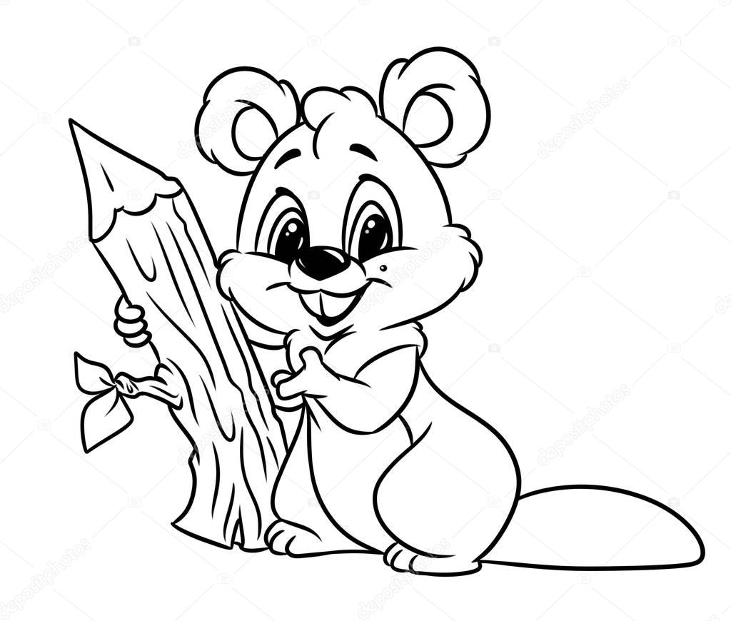 Beaver tree animal coloring pages cartoon