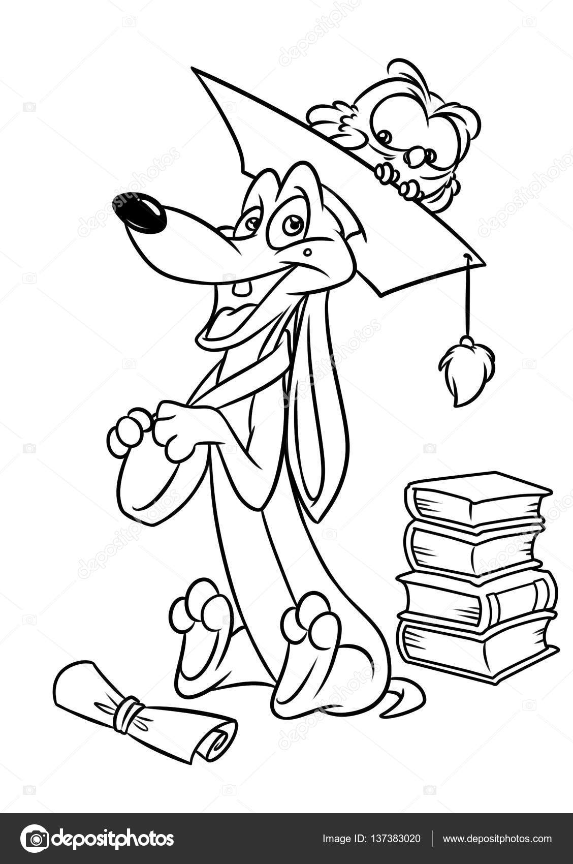 Pagine da colorare di cane bassotto Bachelor scienziato del fumetto — Foto Stock