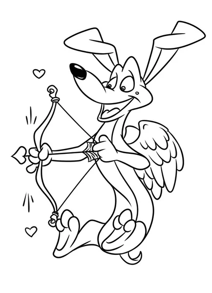 Dog dachshund Cupid Love coloring pages cartoon