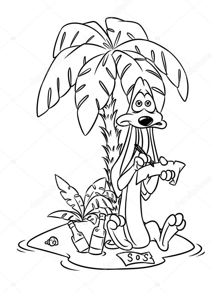 Dog dachshund Island sos coloring pages cartoon 