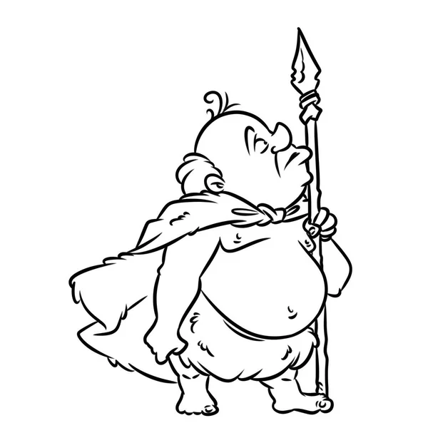 石器时代胖子猎人卡通 — 图库照片