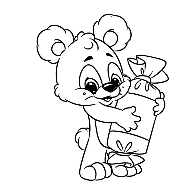 Bear cheerful candy coloring page cartoon Illustrations — Stock Photo, Image