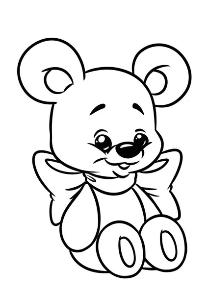 Bear funny bow coloring page cartoon Illustrations — Stock Photo, Image