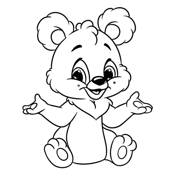 Medvěd veselé omalovánky stránky kreslené ilustrace — Stock fotografie