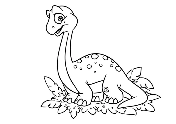 Dibujos animados para colorear página dinosaurio Ilustraciones — Foto de Stock