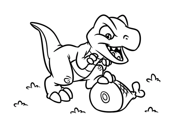 Dinossauro Tyrannosaur colorir página cartoon Ilustrações — Fotografia de Stock