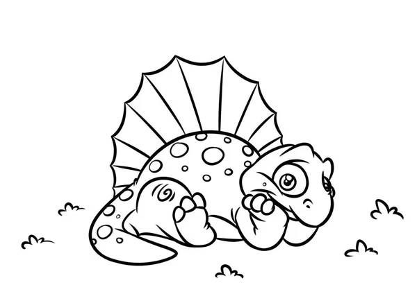 Dinozor Dimetrodon sayfa karikatür çizimler boyama — Stok fotoğraf