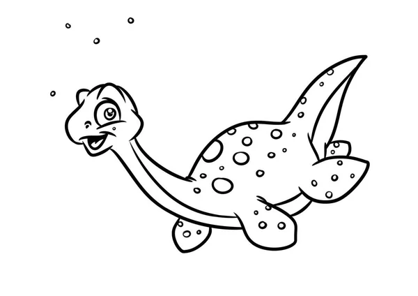 Plesiosaur δεινόσαυρος χρωματισμός σελίδα καρτούν εικονογράφηση — Φωτογραφία Αρχείου