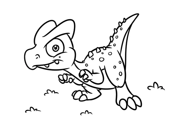Dinosaur färgsätta sidan tecknade illustrationer — Stockfoto