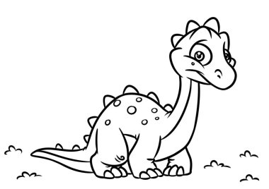 Dinozor diplodocus sayfa karikatür çizimler boyama