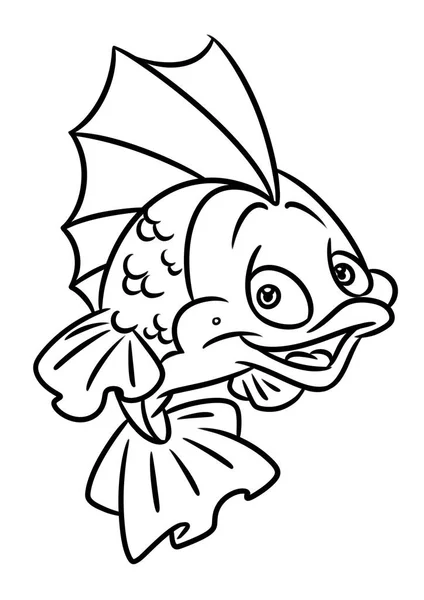 Риба розмальовка сторінка мультфільму Ілюстрації — стокове фото