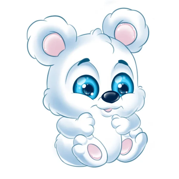 Pequeno urso branco desenhos animados Ilustrações — Fotografia de Stock