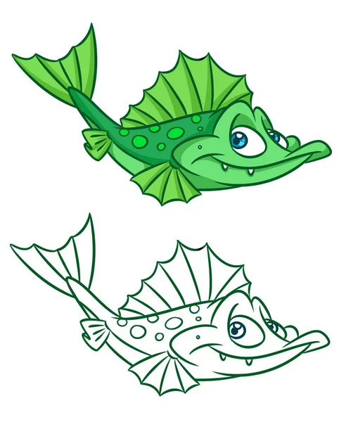 Рыбный рф зеленый мультфильм иллюстрации — стоковое фото