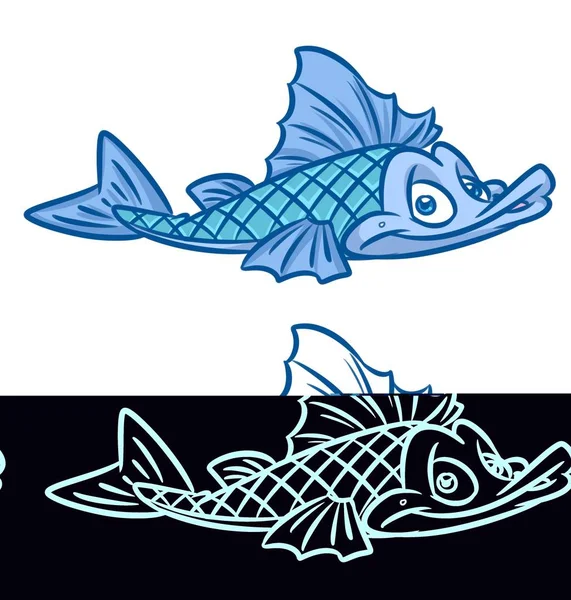 Fisch blau lustige Cartoon-Illustrationen — Stockfoto