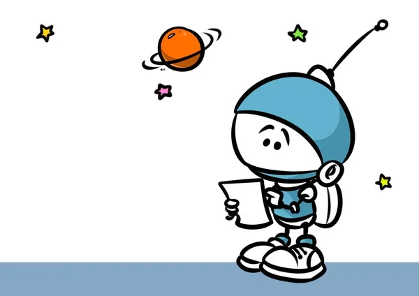 Little Astronaut pesquisa planeta — Fotografia de Stock