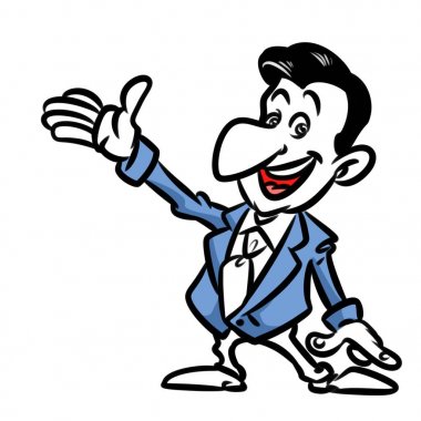 Adam sevinç selamlar illüstrasyon karikatür 