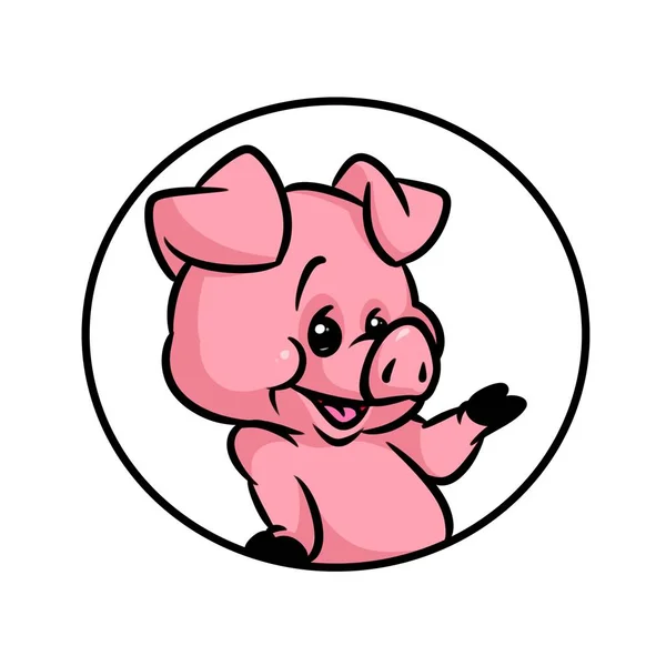Pig joy emblem cartoon