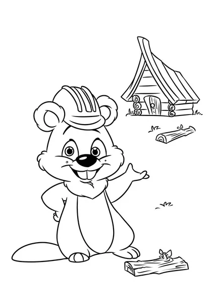Beaver kleurtje pagina's cartoon — Stockfoto