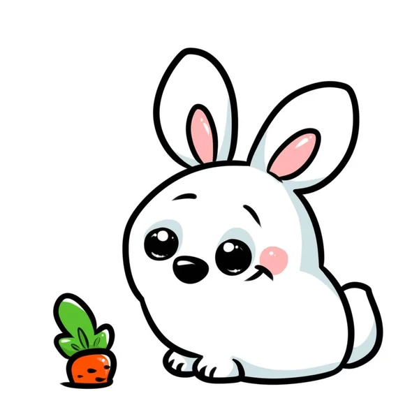Weiße Kaninchen-Karotten-Karikatur — Stockfoto