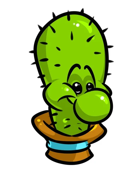Карикатура с улыбкой кактуса — стоковое фото