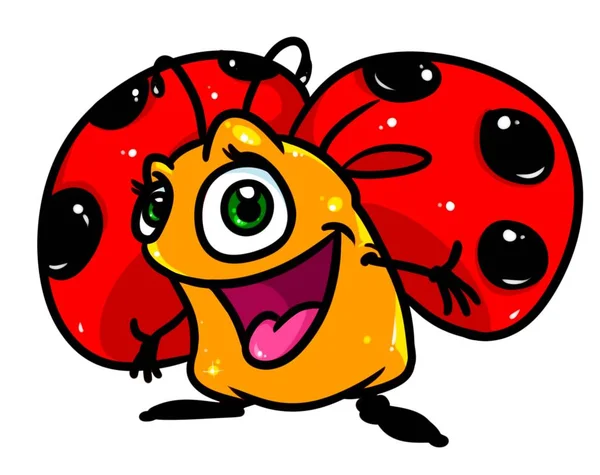陽気なてんとう虫昆虫漫画 — ストック写真