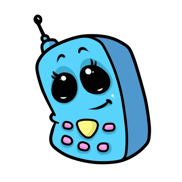 Téléphone yeux mignons dessin animé — Photo