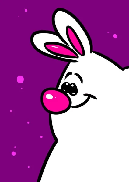 Fundo grande coelho branco desenhos animados — Fotografia de Stock
