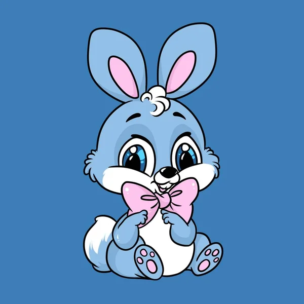 Blue cute baby rabbit cartoon