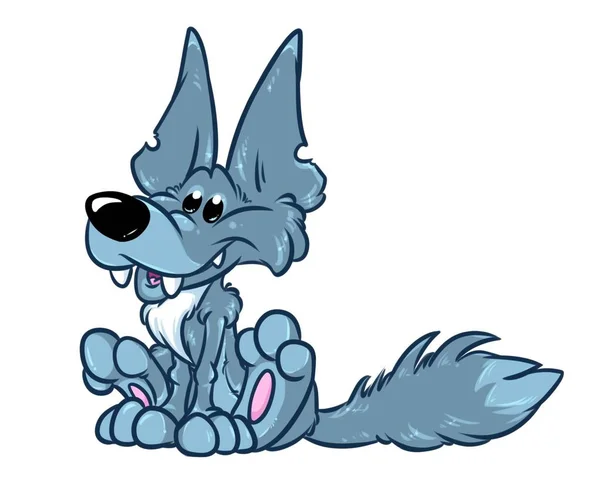 Kind Gray Wolf Sits Smiling Illustration Cartoon Character Isolated Image — Stock Photo, Image