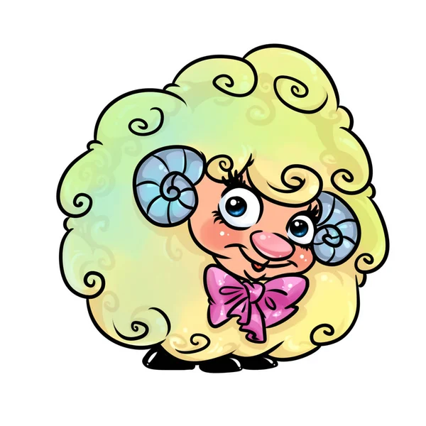 Beautiful cute rainbow ram cartoon character illustration Isolated image character