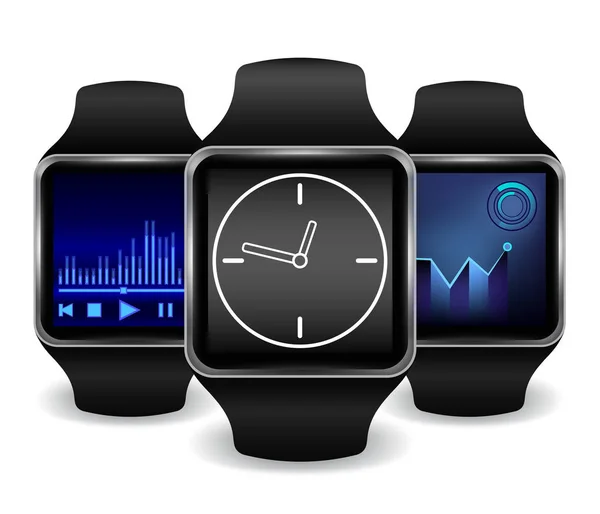 Smart watch with Interface in several color options . Vector Illustration. Eps10. — Stock Vector