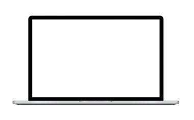 Dizüstü vektör çizim ile boş perde beyaz arka plan üzerinde alüminyum profil gövde izole.
