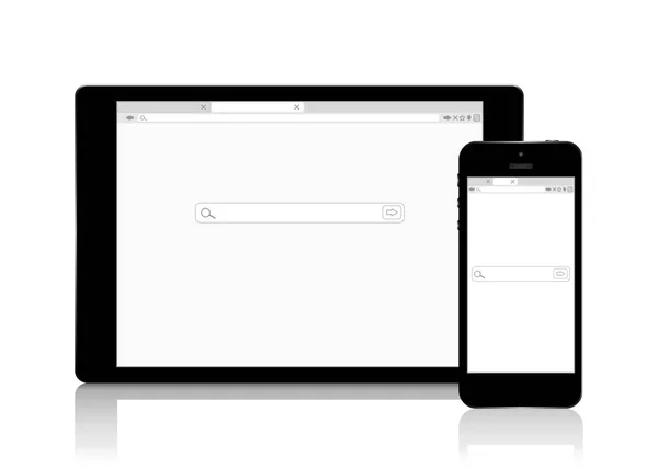 Navegador de imágenes en teléfono y tableta. Ilustración vectorial. Eps10 . — Vector de stock