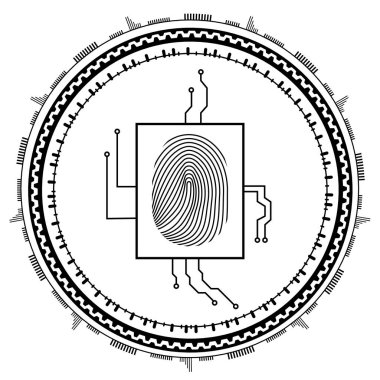 Soyut teknolojik altyapı. Güvenlik sistemi konsepti ile parmak izi. EPS 10 vektör çizim