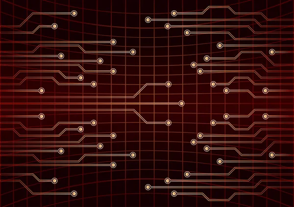 Vector cpu computertechnologie, elektronische concept. rode printplaat. EPS-10 vectorillustratie — Stockvector