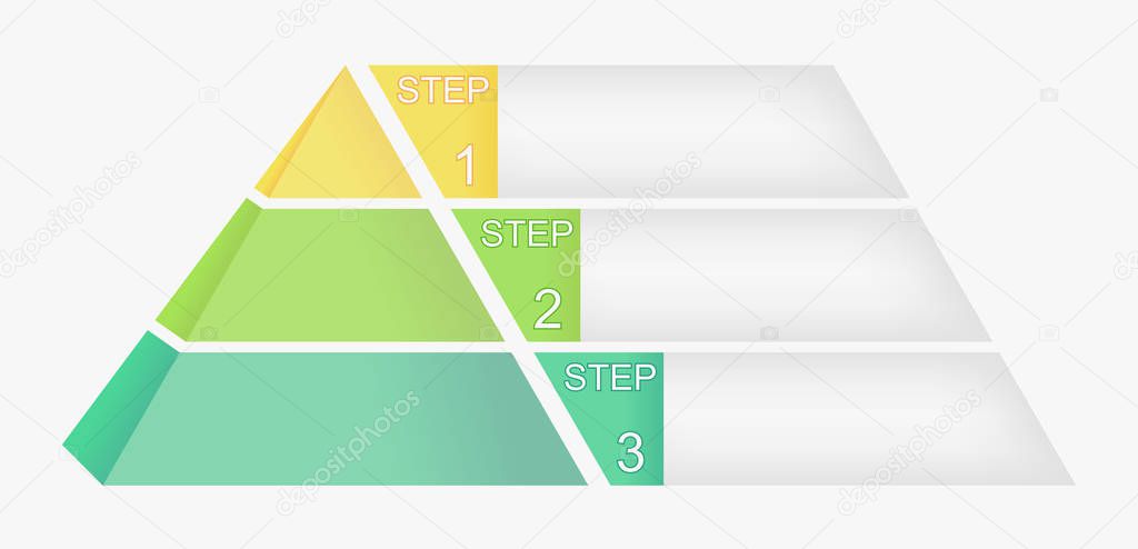 Pyramid chart with four elements with numbers and text, pyramid infographic template, vector eps10 illustration