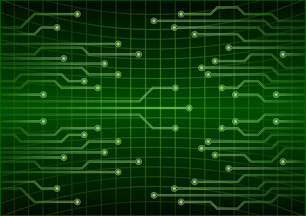 Yeşil soyut cyber geleceğin teknolojisi kavramı arka plan, devre, ikili kod. EPS 10 vektör çizim — Stok Vektör